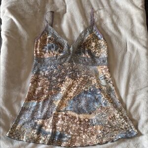 Boho Floral Lace Trim Camisole Spaghetti Strap Flowy Tank Top (Y2K)